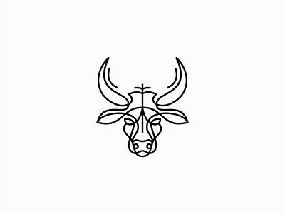 Bull Head Logo angus animal beef branding bull cattle design emblem farm geometric head icon illustration lines logo mark modern ox sports vector