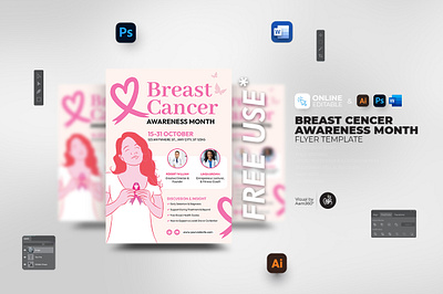 Breast Cancer Awareness Flyer Template breast awareness breast cancer awareness cancer cancer awareness cancer awareness day cancer awareness event cancer awareness month cancer clinic cancer day cancer flyer healthy breast pink cancer pink ribbon women cancer