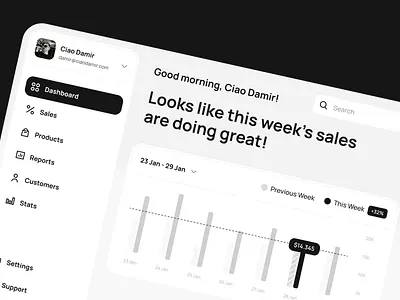Minimal Black and White Sales App admin panel app app design black white black and white dashboard minimal minimal app minimal design minimal ui minimal uiux sales sales app ui uiux