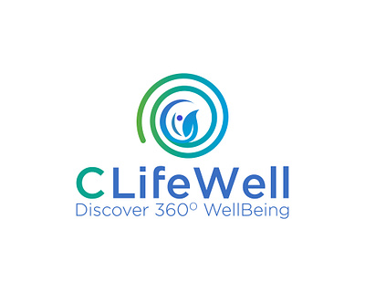 CLifeWell Logo 360° well being logo balanced health branding clifewell logo holistic care brand logo holistic health branding leaf and figure logo nature inspired logo design organic logo design spiraled circle design vitality and balance logo wellness company logo wellness logo design