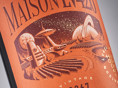 Star Wine alcohol art artwork branding design drawing emgraving etching future graphic illustration ink inking label packaging retrofuturism space vineyard vintage wine