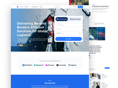 Logistics landing page adobe xd branding design figma graphic design illustration landing page logo ui ux website