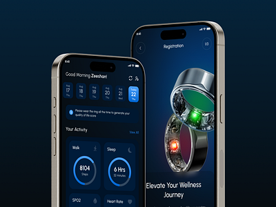 JC Ring: Smart Ring APP ai animation app design apple watch artificial intelligence branding dark mode dark ui design fitness health tracker mobile app motion graphics onboarding screens smart ring smart watch ui ui design ui ux ux design