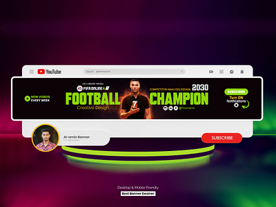 Football banner design for YouTube channel free download channel art channel banner channel cover football banner design sport banner design youtube youtube banner design youtube heder