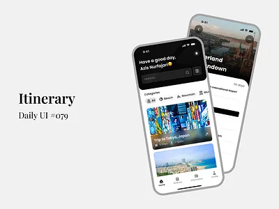 Itinerary - Daily UI #079 daily ui figma itinerary mobile app design spots traveling ui ui design uiux uiux design