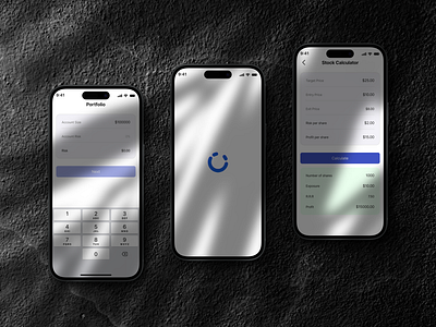 Stock calculator app calculator design graphic design light mode loading mobile mockup ui