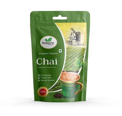 Imagine Tea Pouch Design box design brand design branding indian snacks indian tea indian tea packaging label design logo design mockup mockup design pouch design pouch packaging product design standing pouch design tea tea pouch tea pouch design tea pouch packaging tea standing pouch design