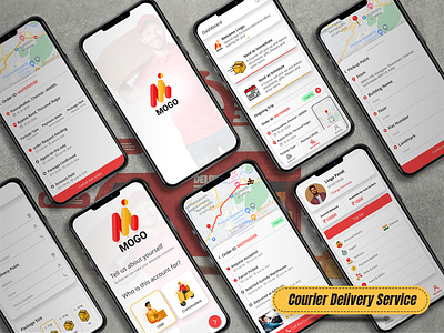 Courier Service Application branding courier service graphic design illustration logo mobile application design typography u ui uiux ux vector