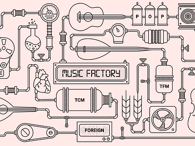 Turkish Music Factory art chemical design factory graphic graphic design icon illustration instrument line line art machine music music factory song sound turkey turkish turkish music turkiye