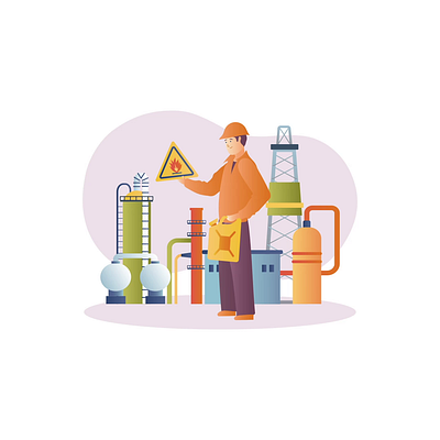 Factory Worker 2D Animation 2d animation equipment factory flat fuel can gradient hard hat hazard warning illustration industry man manufacturing motion oil refinery production safety sign worker worker safety workplace