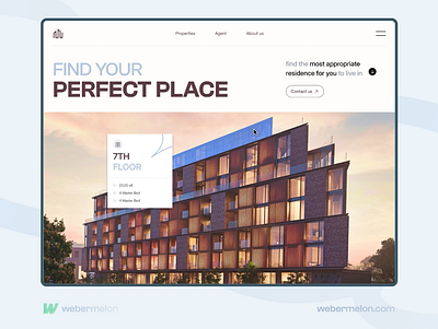 Real Estate Website Design with Smooth Hover Animation. real estate landing page real estate website ui ui animation ui interaction ui ux design user interface website design