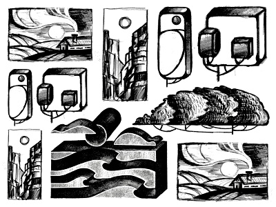 Concept Thumbnail Sketches abstract adobe art concept concepts digital draw drawing environment fresco illustration landscape series sketch sketches sketching style texture thumbnail trees