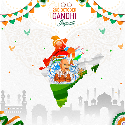 Gandhi Jayanti Post app design graphic design illustration logo typography vector