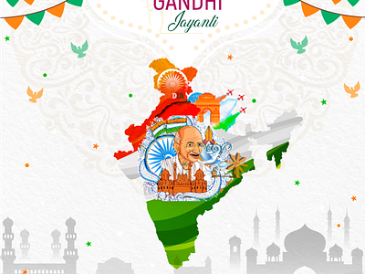 Gandhi Jayanti Post app design graphic design illustration logo typography vector