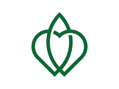 leaf heart logo brand brand and identity care eco female green grow growth heart landscaping landspace leaf leaves logo logodesigner minimalist minimilist nature premade logos spa