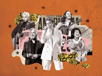 Billboard: Americana Music Awards americana collage country folk guitar illustration music paper