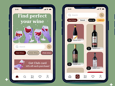 Wine store app art design flat graphic design illustration illustration art mob ui vector