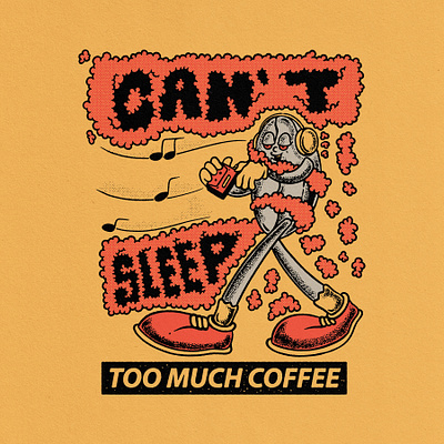 CAN'T SLEEP branding graphic design mascot retro vintage