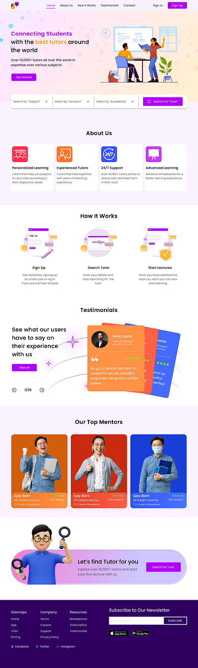 Tutor Finder Landing Page ui