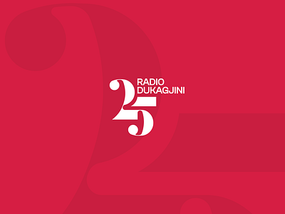 Radio Dukagjini - 25th anniversary 2 25 25 years 5 anniversary combine 2 and 5 design logo numbers red symbol