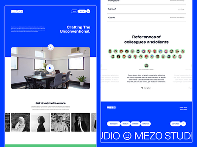 Mezo Creative Website | Company Profile blue blue website branding brutalism clean company profile creative agency flat grotesk homepage landing page minimalist website modern neo neo brutalism neobrutalism ui uiux ux web design