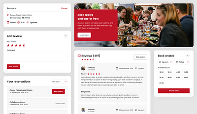 Restaurant Table Reservation Website - Elements button design figma interface product reviews ui ux web website