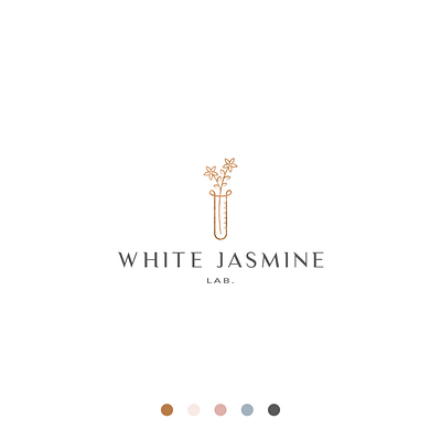 White Jasmine brand branding flower icon identity jasmine line lineart logo minimal science shape white