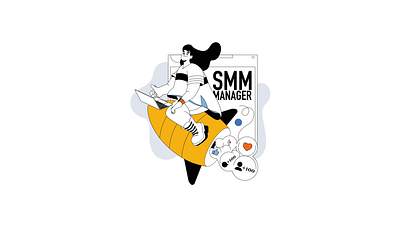 Smm Manager 2D Animation 2d animation business content creation digital marketing flat flat design illustration manager marketing motion smm smm manager social media social media icons social media strategy woman