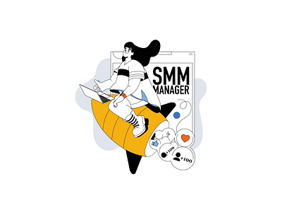 Smm Manager 2D Animation 2d animation business content creation digital marketing flat flat design illustration manager marketing motion smm smm manager social media social media icons social media strategy woman