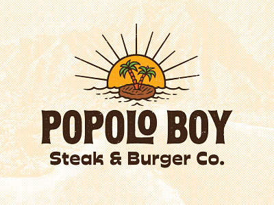 Popolo Boy branding burger fast food food graphic design grunge hawaii logo logo design palms plant based steak summer sunset vegan vintage