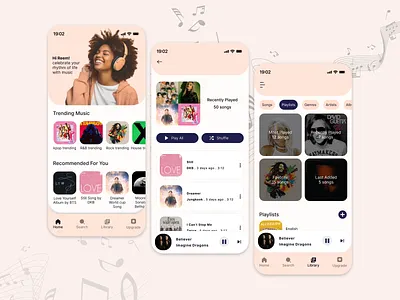 Music Application design mobile app design ui ui design uiux uiux design ux design