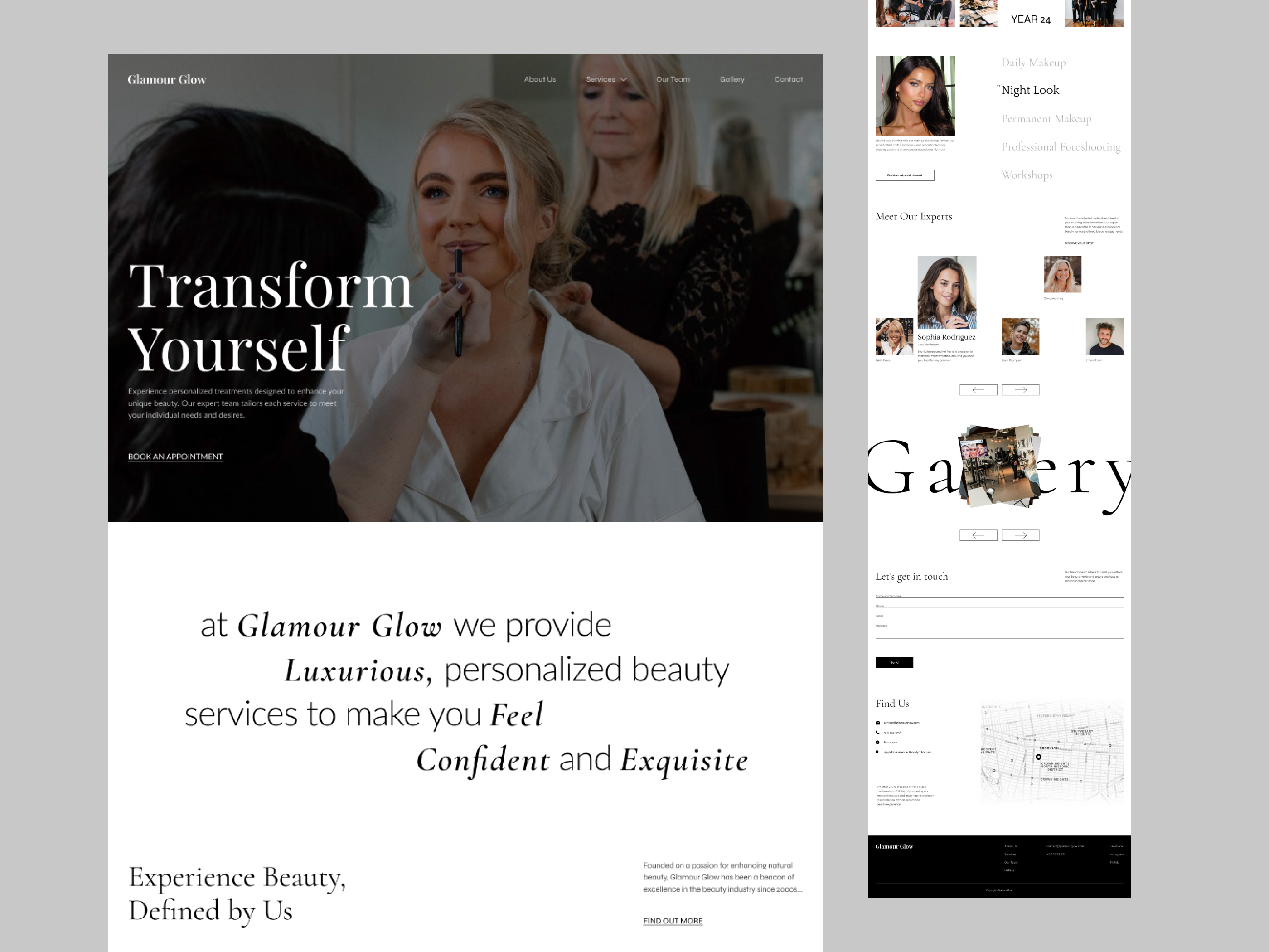 Glamour Glow app beauty branding cosmetic design graphic design landing page logo makeup minimal product design selfcare ui ux web web design webdesign website wedding women