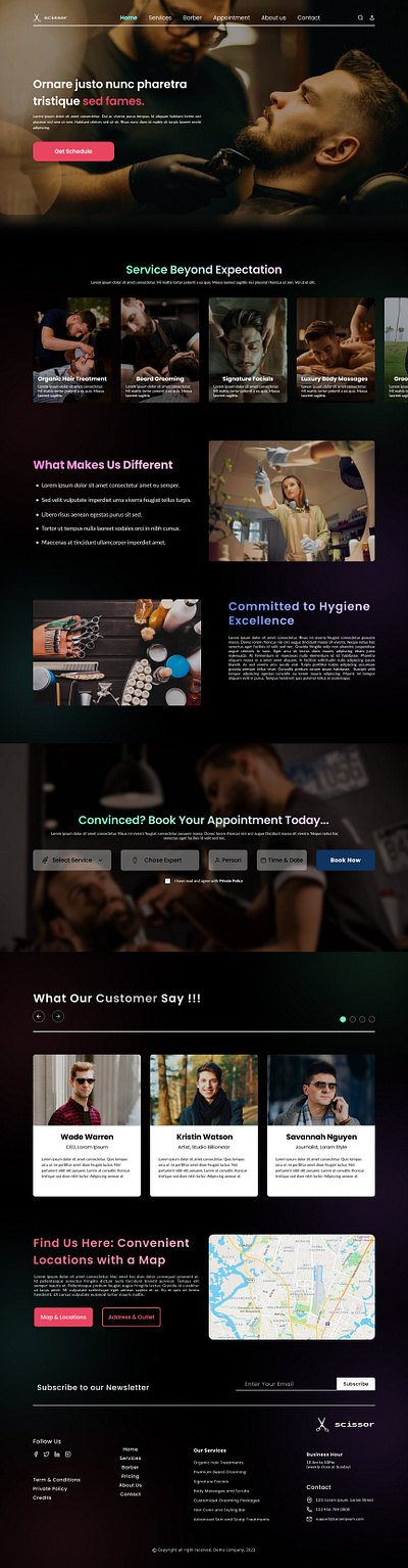 Scissor-Hand - Premium Men's Salon & Spa Website Design app design figma graphicsdesign landingpage ui uidesign uiux ux web design website