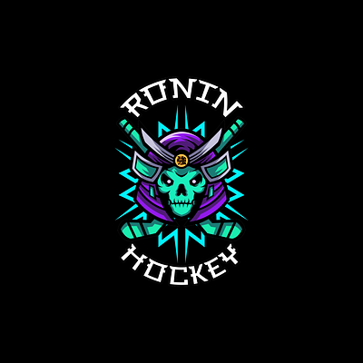 ronin hockey classic style cartoon hockey logo logo kit mascot mascot logo old school old school logo ronin social media kit streamer kit t shirt vintage logo