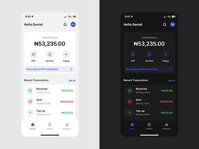 Light and Dark mode app design product design ui uiux ux