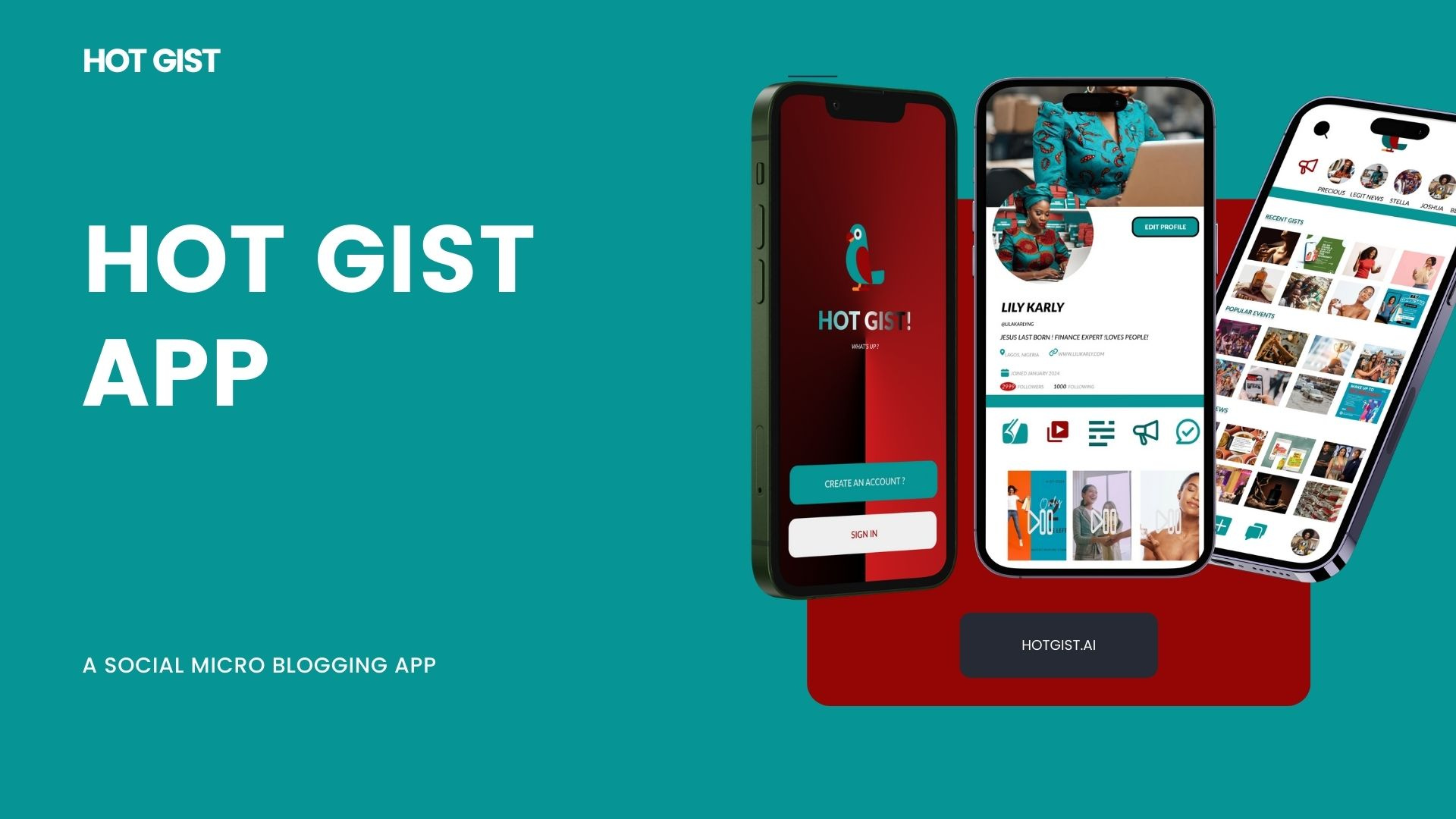 A SOCIAL MICRO BLOGGING APP- HOT GIST blogging app graphic design mobile apps product design product management social media app ui uiux