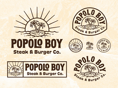 Popolo Boy badge design branding burger fast food food graphic design hawaii logo logo design palms plant based restaurant retro logo steak summer sun vegan vintage logo