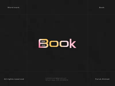 Book | Wordmark clean minimal logo design. book booklogo branding faruart farukahmed graphic design logo logodesign minimal logo