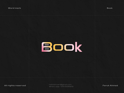 Book | Wordmark clean minimal logo design. book booklogo branding faruart farukahmed graphic design logo logodesign minimal logo