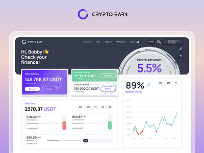 Crypto Earn | FinTech Company 💰 3d branding crypto design graphic design illustration logo productdesign ui ux