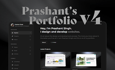 Portfolio v4 (Dashboard Themed) animation creative dark dashboard portfolio ui ux web design website