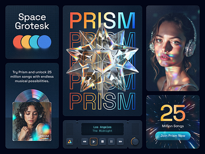 Prism: Bento grid concept + Figma file bento bento design bento grid box brand branding card cards clean design figma gradient grid identity layout music prism template tile ui