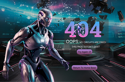 Futuristic 404 Error Page Design: When Robots Malfunction! 🤖⚡ error error design tech design uidesign uiux