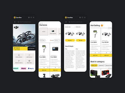 GearBee - E-Commerce Shop app bee black branding design e commerce graphic design logo saas shop store typography ui ux web design website yellow