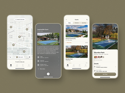 Pickleball Court App app clean community court design finder gps hobby layout location map minimal pickball pickball court pickleball product design sport ui ux visual design