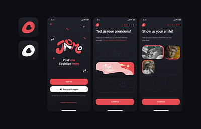 Dating app - POC app dark icon pronouns ui ux