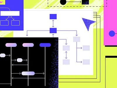API Flow Diagram api app branding bright computer connection design diagram flat flow icon illustration tech texture ui vector