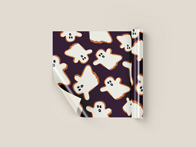 Halloween Ghost design for paper and textile art. background brand design branding digital art fabric ghost graphic design halloween motion graphics october packaging pattern design print spooky sticker typography vector wrapping paper