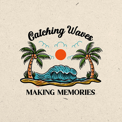 Catching Waves apparel badge beach coastal design illustration landscape ocean outdoors summer surf surfing travel tropical tshirt vacation wave