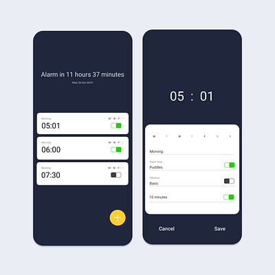 Samsung Alarm UI mob mobile ui ui webdesign branding vector